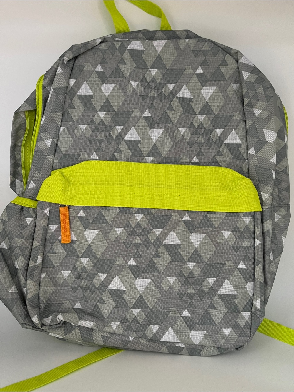 Gray Geometric Men's Backpack with Neon Yellow Accent